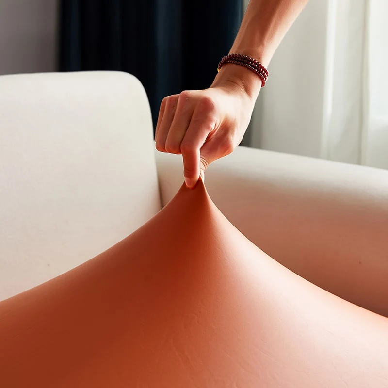 Housse Simili Cuir Orange pour Coussin d'Assise de Canapé