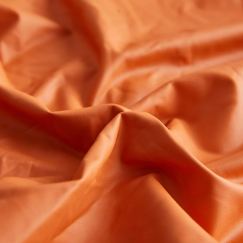 Housse Simili Cuir Orange pour Coussin d'Assise de Canapé