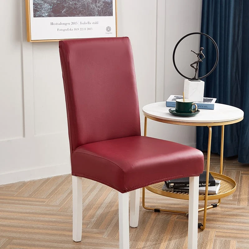 Housse de chaise Simili Cuir Rouge Carmin