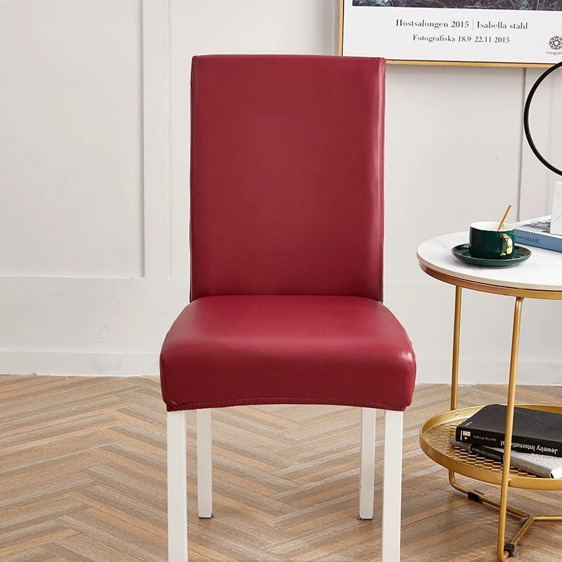 Housse de chaise Simili Cuir Rouge Carmin