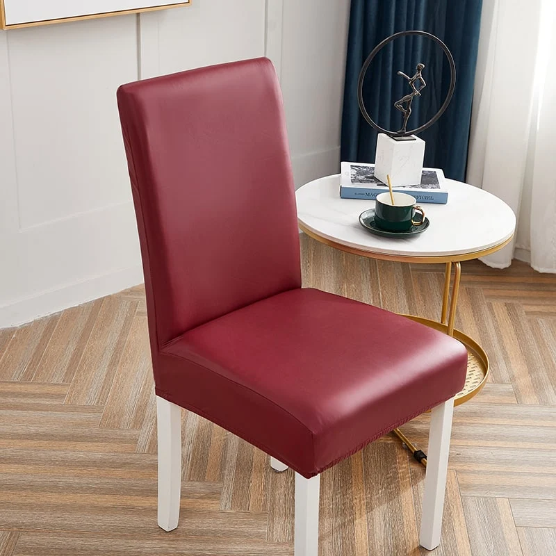 Housse de chaise Simili Cuir Rouge Carmin