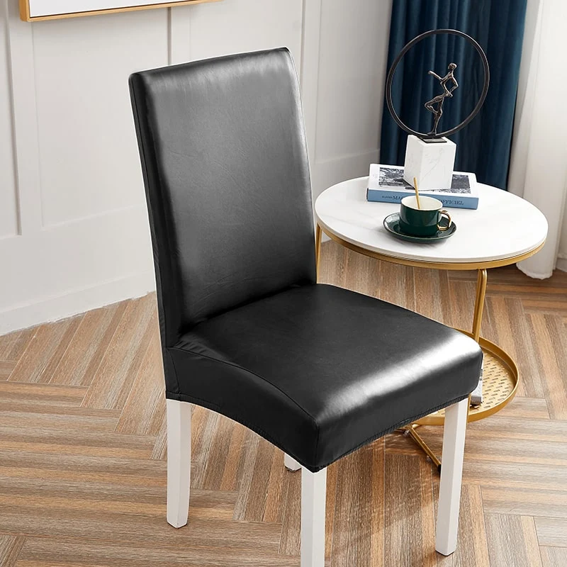 Housse de chaise Simili Cuir Noir