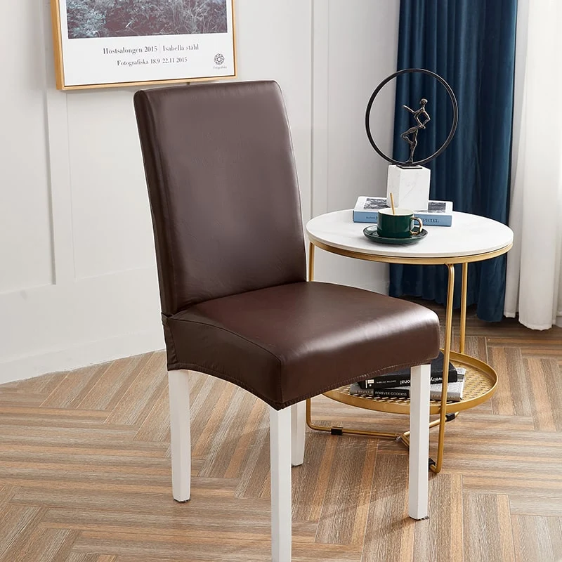 Housse de chaise Simili Cuir Marron