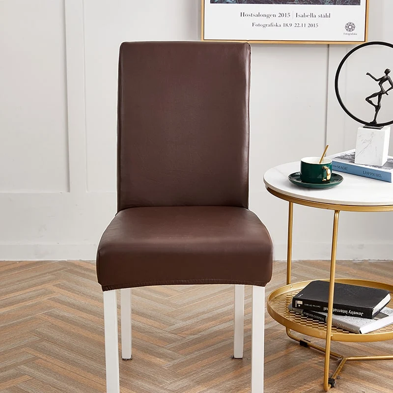 Housse de chaise Simili Cuir Marron