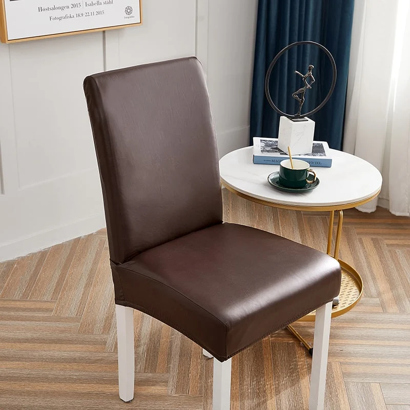 Housse de chaise Simili Cuir Marron
