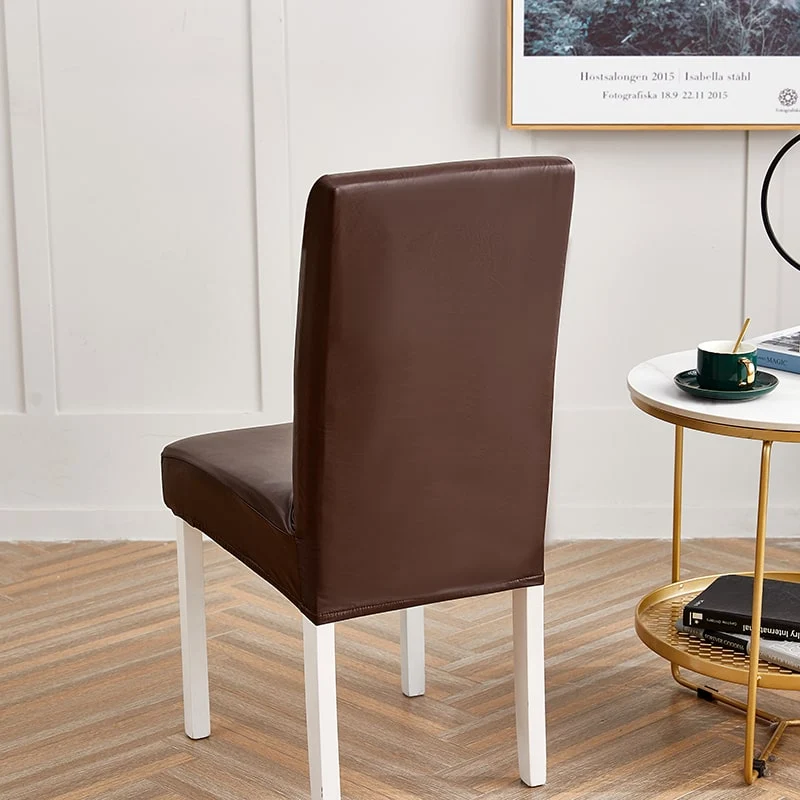 Housse de chaise Simili Cuir Marron