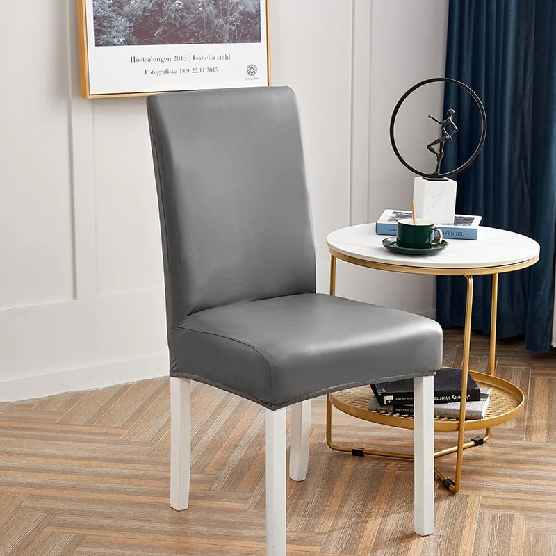 Housse de chaise Simili Cuir Gris