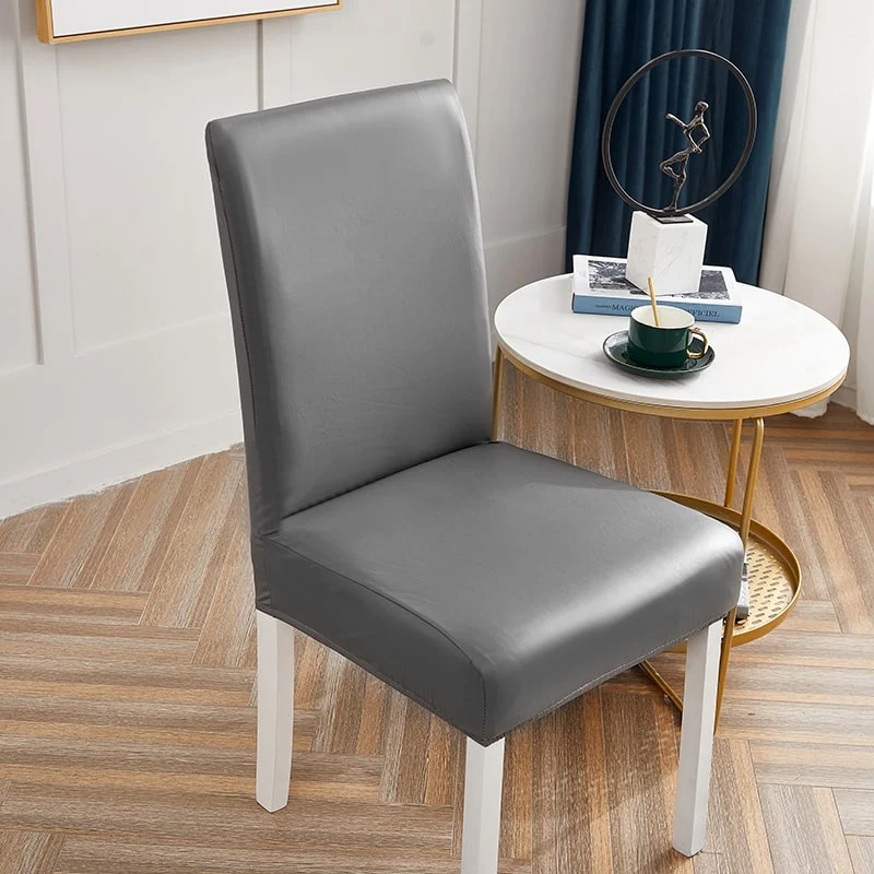 Housse de chaise Simili Cuir Gris
