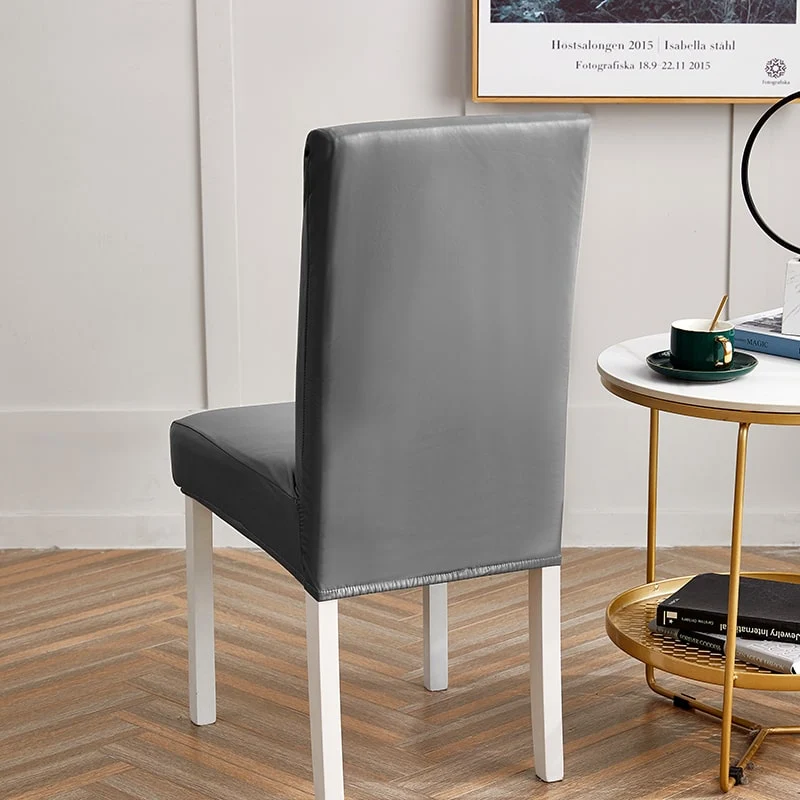 Housse de chaise Simili Cuir Gris