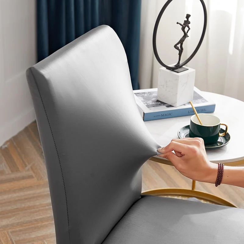 Housse de chaise Simili Cuir Gris
