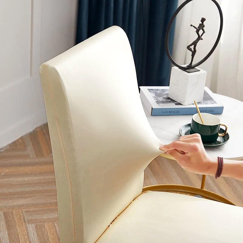 Housse de chaise Simili Cuir Crème