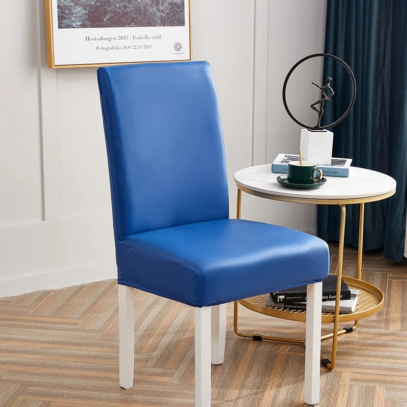 Housse de chaise Simili Cuir Bleu