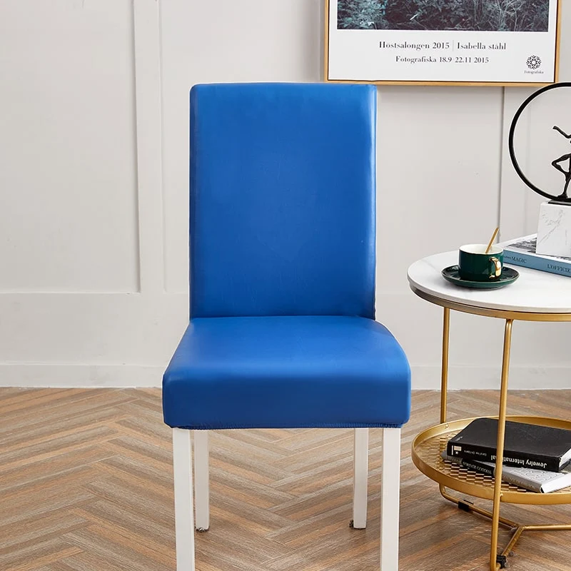 Housse de chaise Simili Cuir Bleu