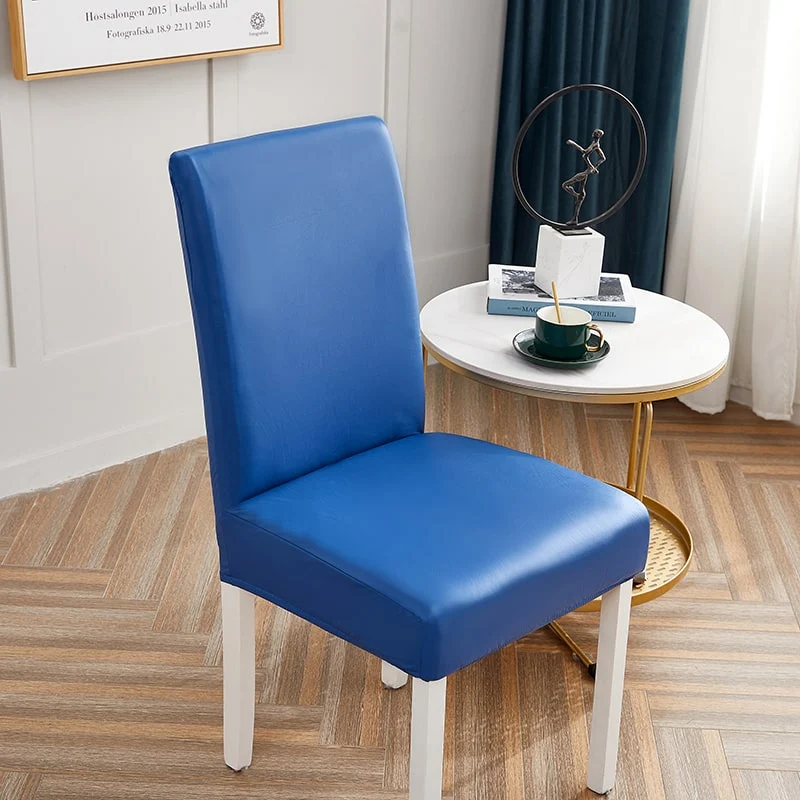 Housse de chaise Simili Cuir Bleu