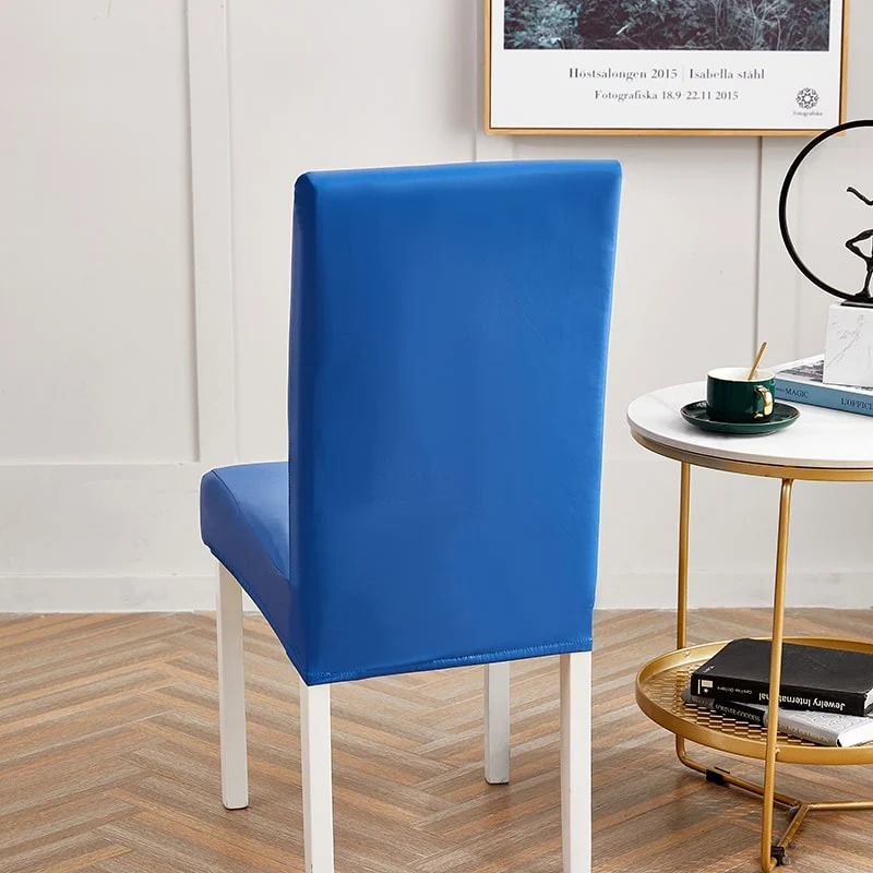 Housse de chaise Simili Cuir Bleu