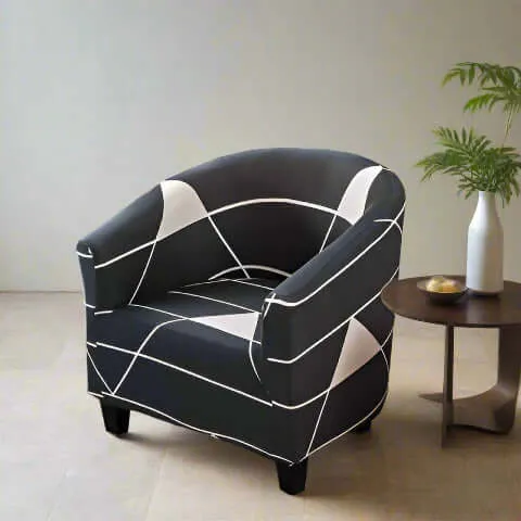 Housse de Fauteuil Club Extensible - Design Moderne Noir et Blanc