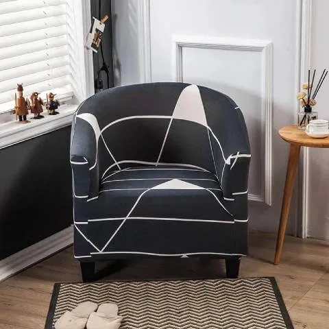 Housse de Fauteuil Club Extensible - Design Moderne Noir et Blanc