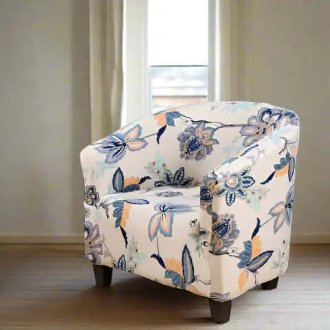 Housse de Fauteuil Club Extensible - Motif Fleuri Élégant et Raffiné