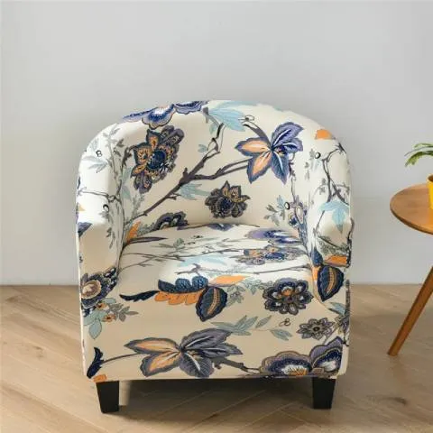 Housse de Fauteuil Club Extensible - Motif Fleuri Élégant et Raffiné