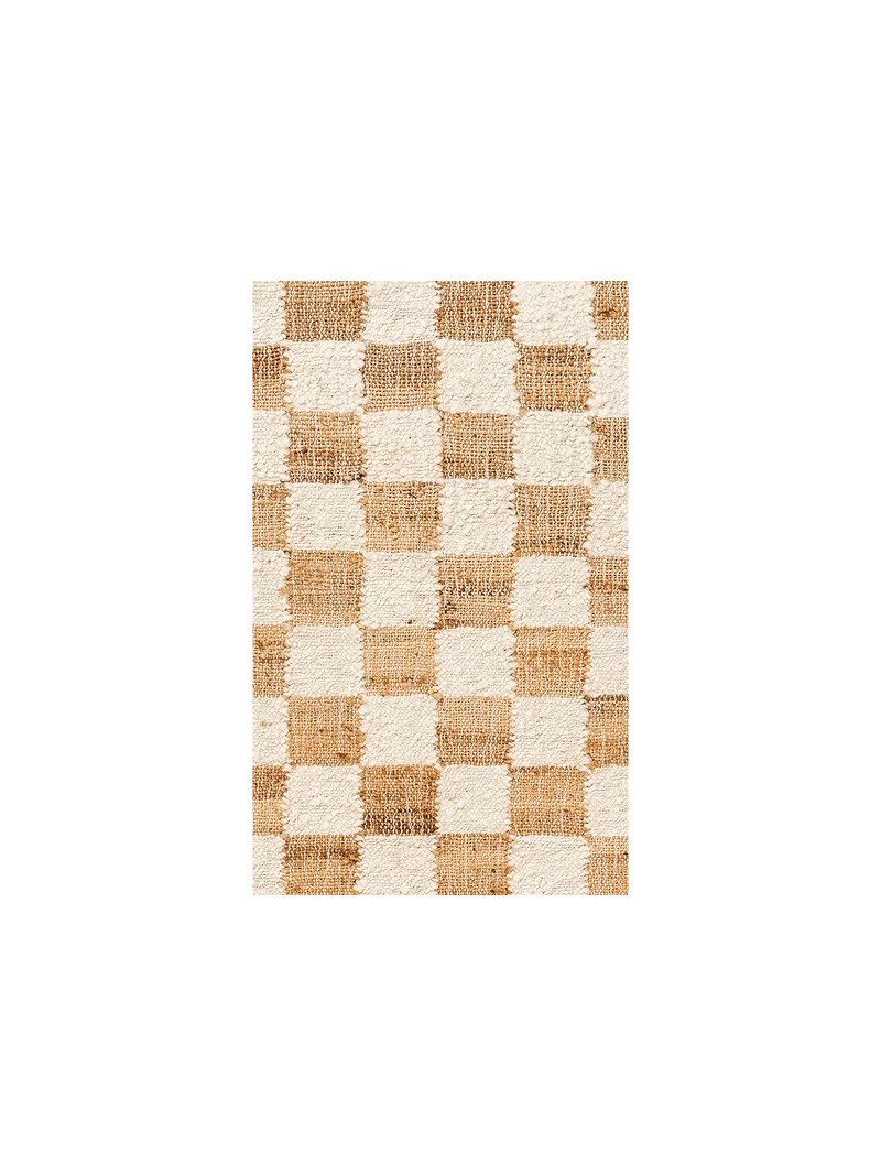 Rug Sample - Check Wool Jute - Off-white/Natural