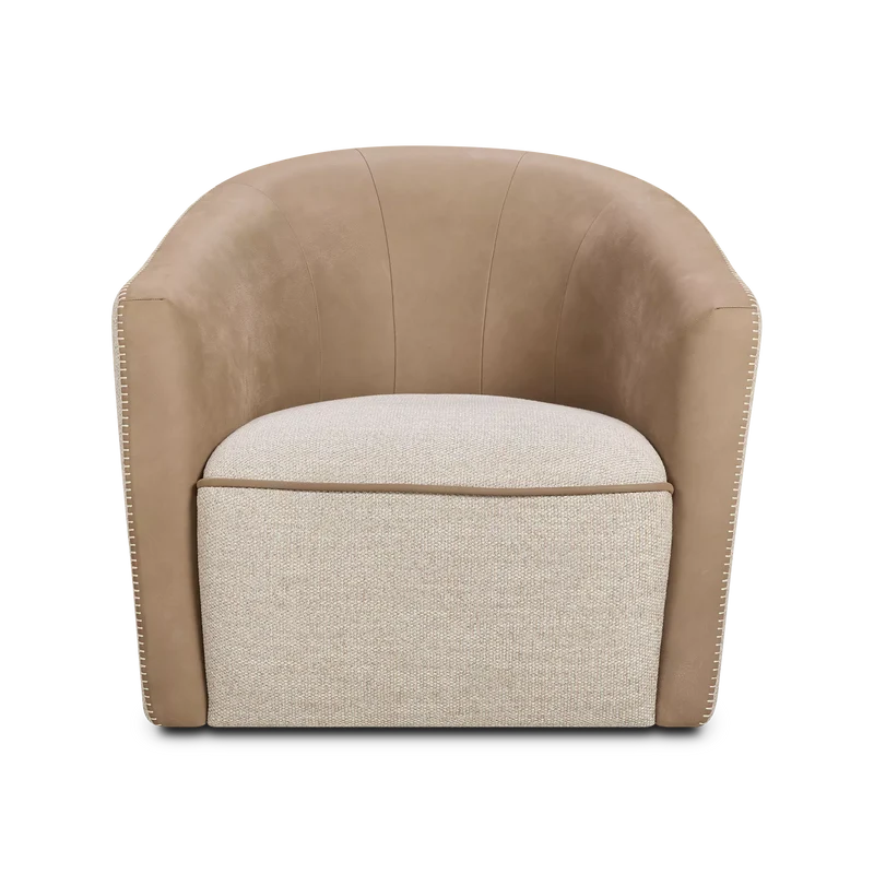 Lady Sharon - Swivel Leather Armchair by Gamma