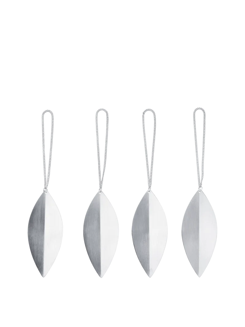 Leaf Ornaments - Set of 4 - Silver