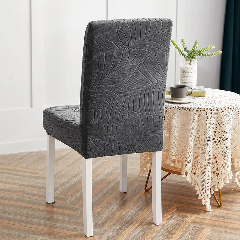 Housse de Chaise Imperméable Feuille Gris Anthracite