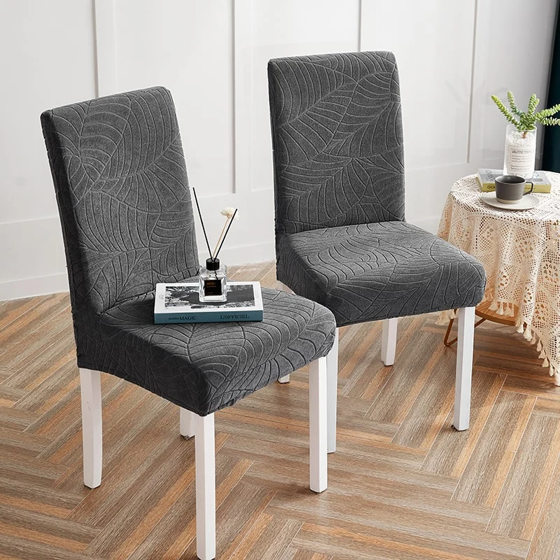 Housse de Chaise Imperméable Feuille Gris Anthracite
