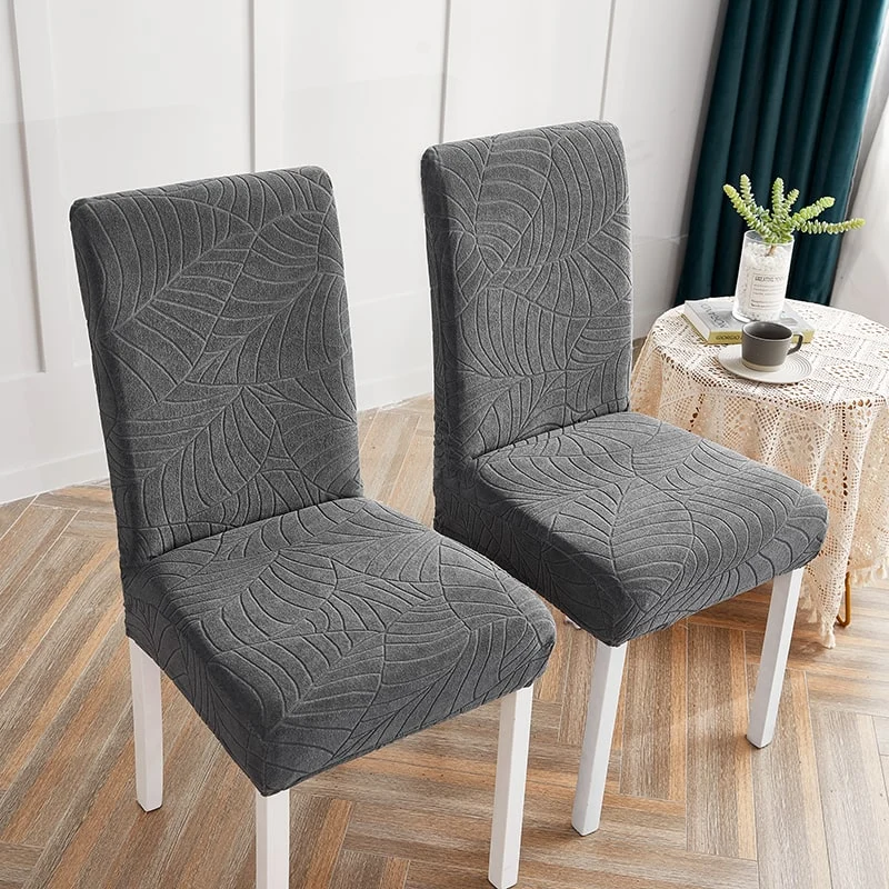 Housse de Chaise Imperméable Feuille Gris Anthracite