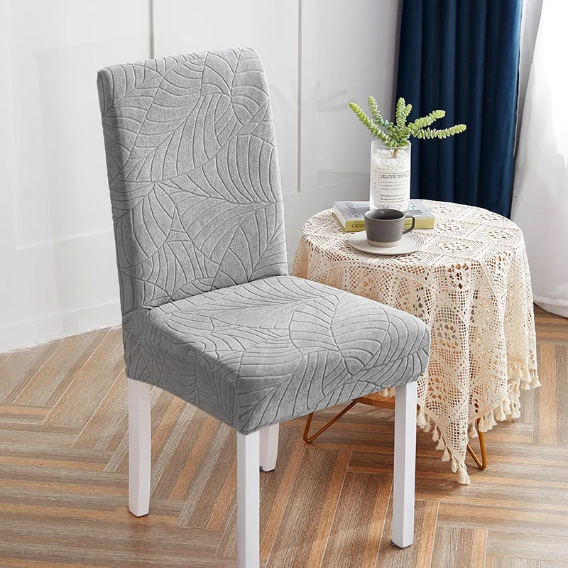 Housse de Chaise Imperméable Feuille Gris Clair
