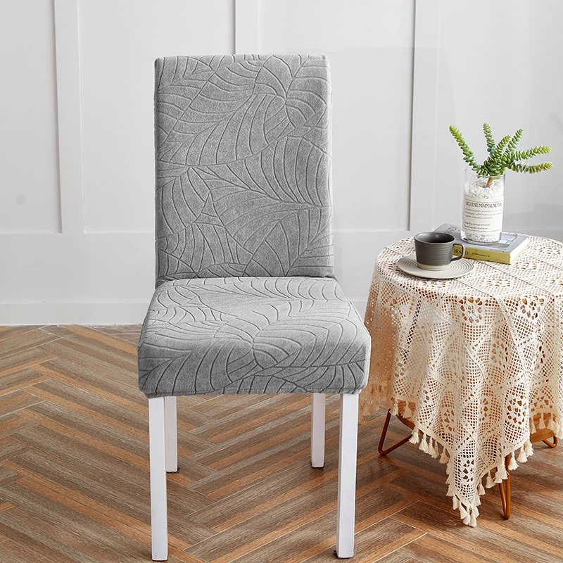 Housse de Chaise Imperméable Feuille Gris Clair