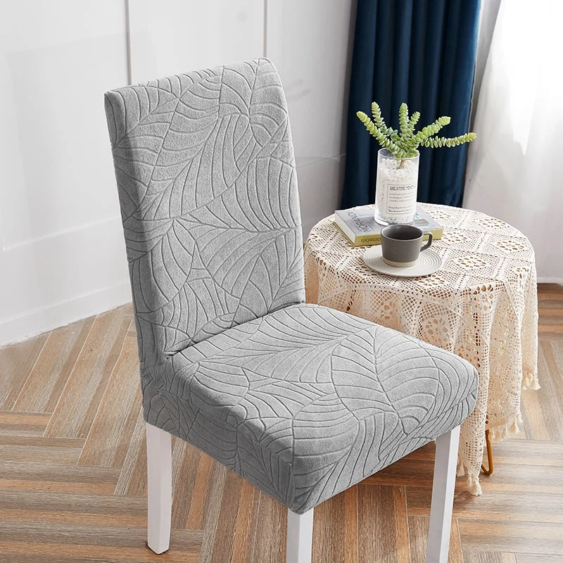 Housse de Chaise Imperméable Feuille Gris Clair