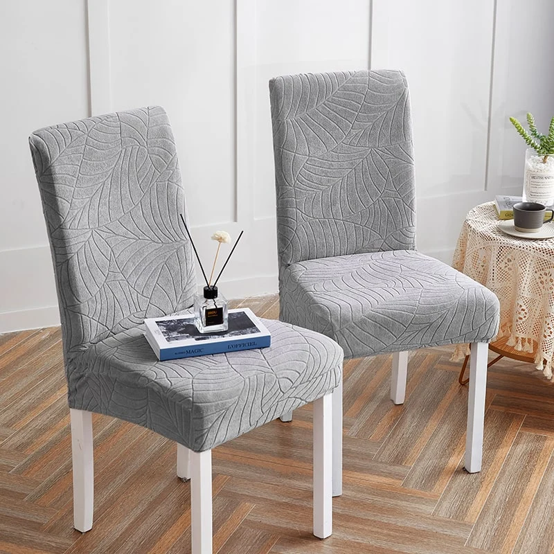 Housse de Chaise Imperméable Feuille Gris Clair