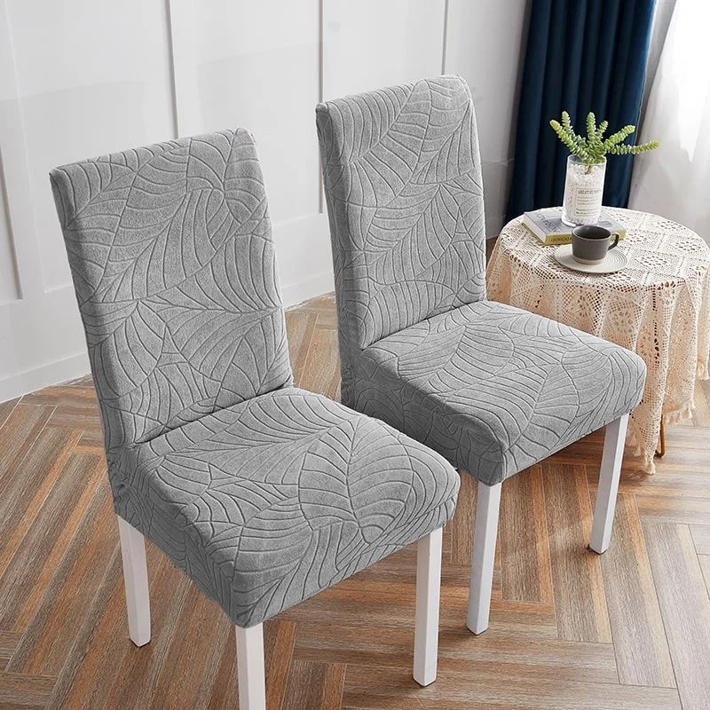 Housse de Chaise Imperméable Feuille Gris Clair