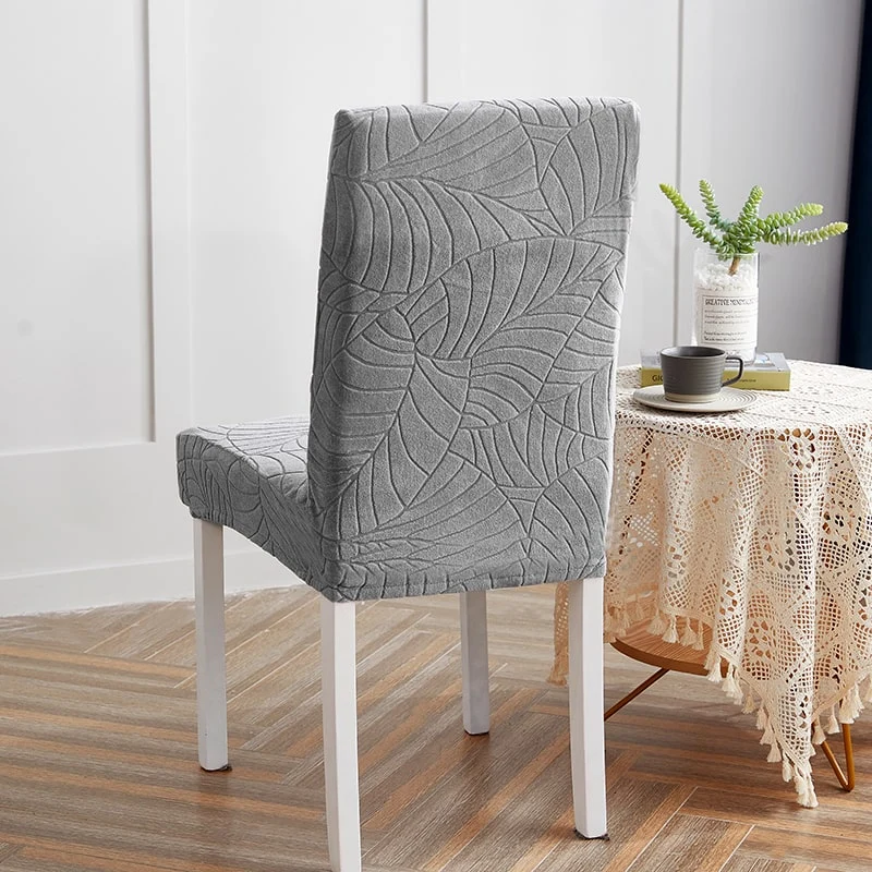 Housse de Chaise Imperméable Feuille Gris Clair