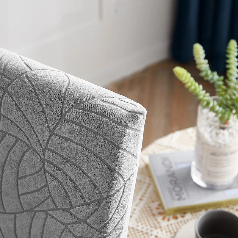 Housse de Chaise Imperméable Feuille Gris Clair