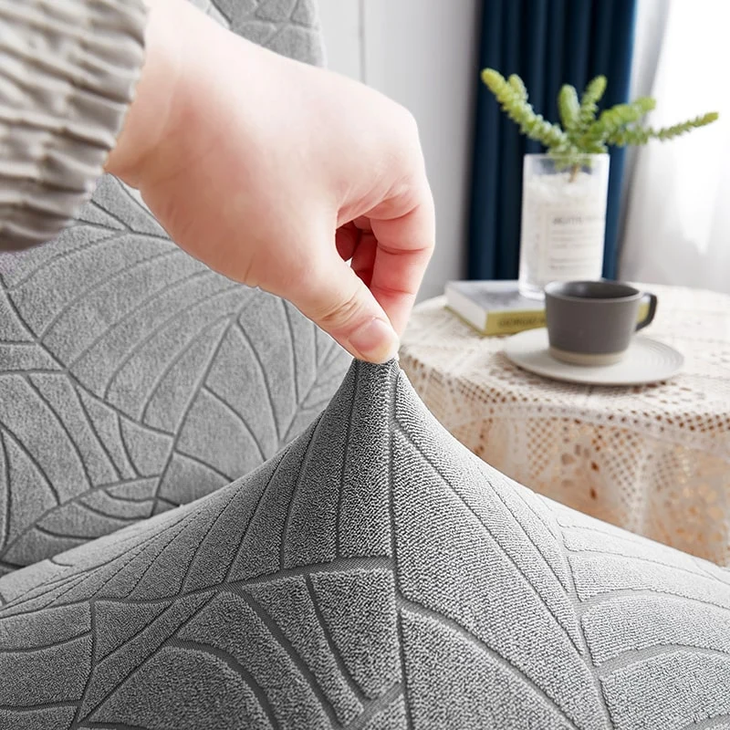 Housse de Chaise Imperméable Feuille Gris Clair