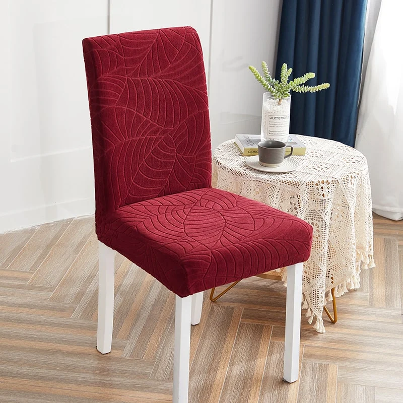 Housse de Chaise Imperméable Feuille Bordeaux