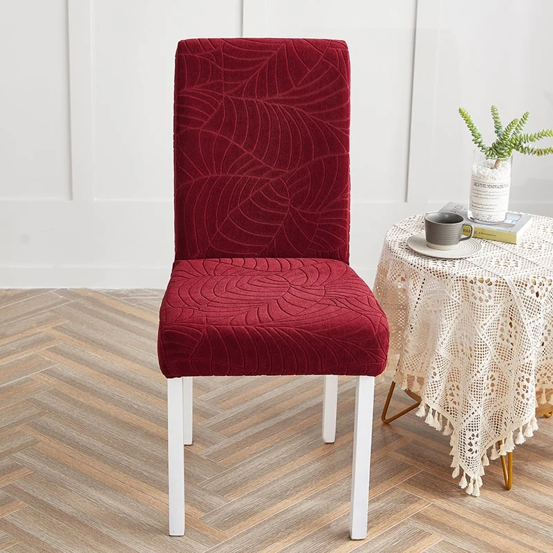 Housse de Chaise Imperméable Feuille Bordeaux