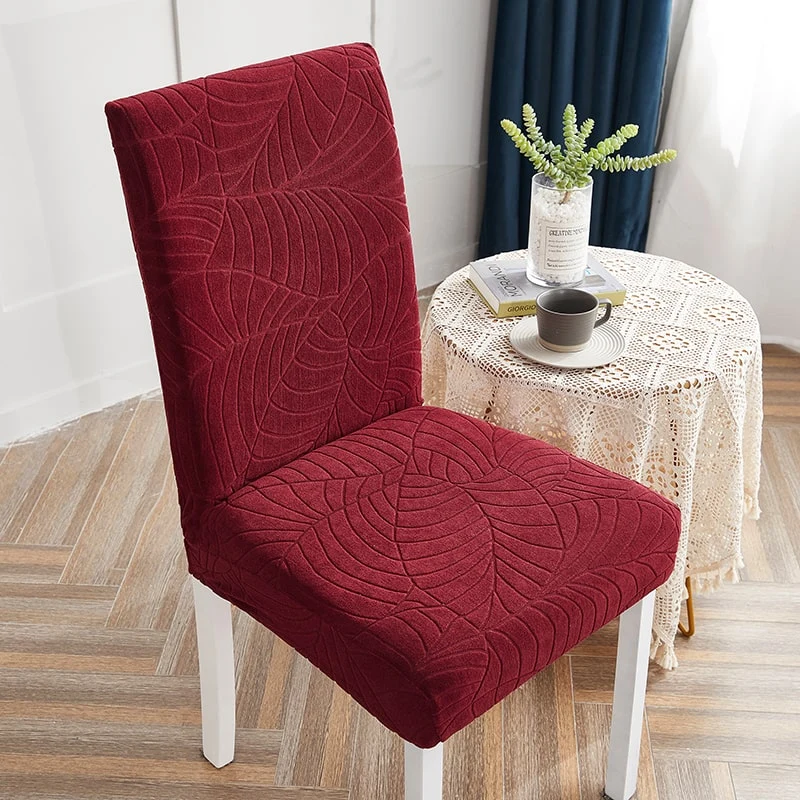 Housse de Chaise Imperméable Feuille Bordeaux