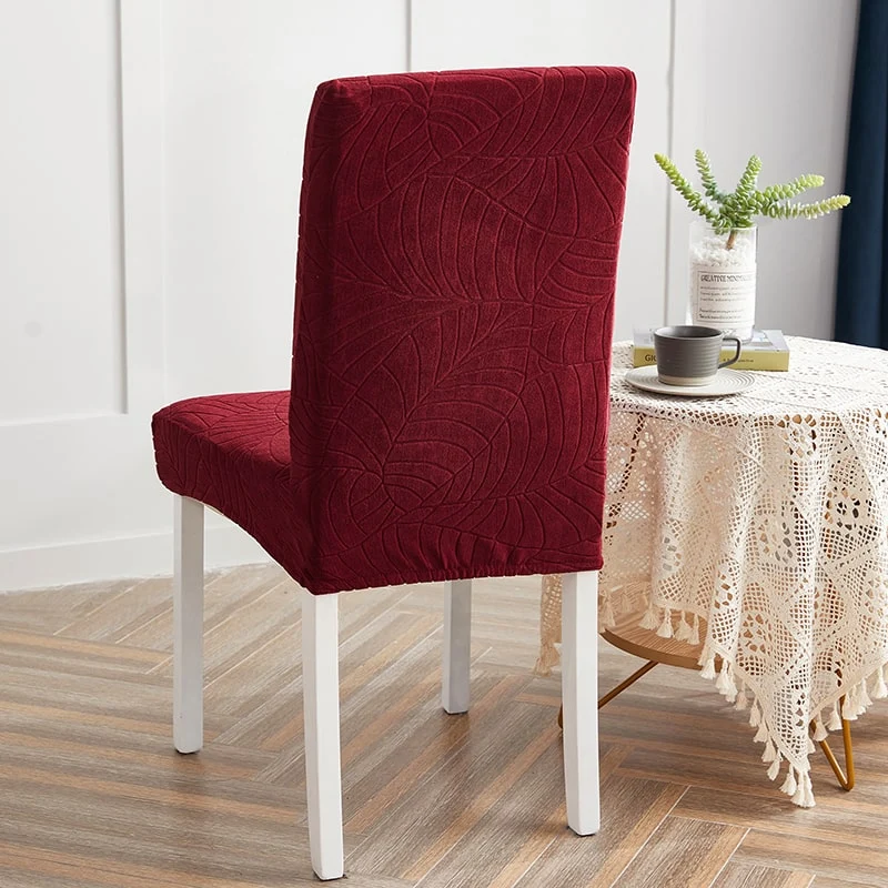 Housse de Chaise Imperméable Feuille Bordeaux