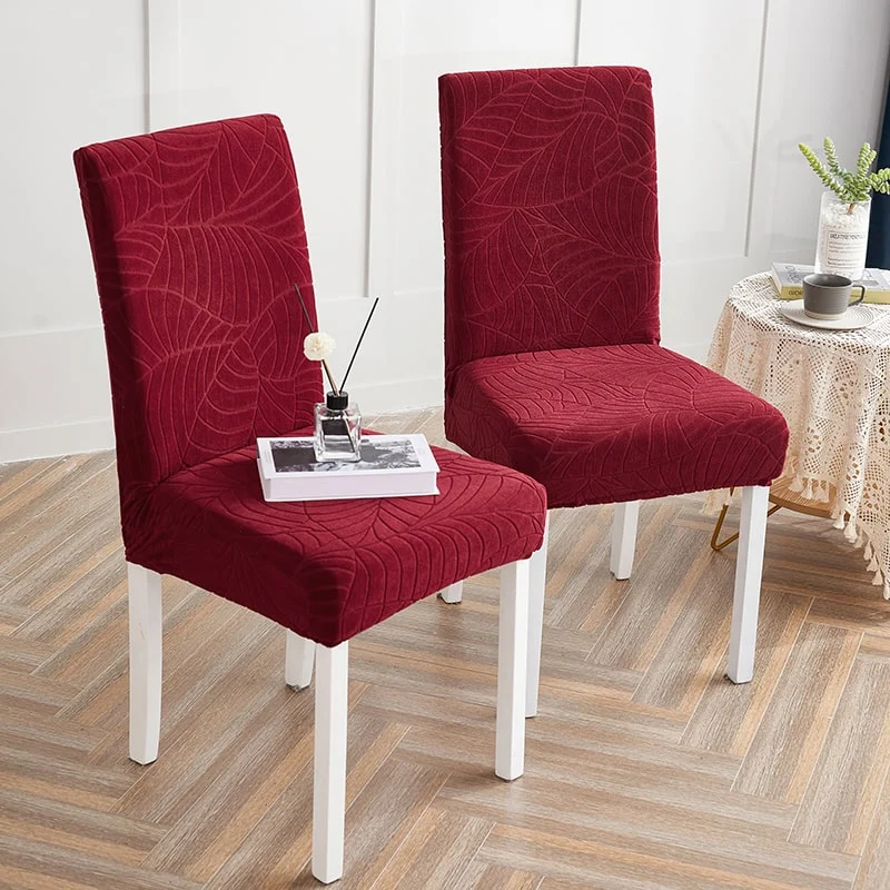 Housse de Chaise Imperméable Feuille Bordeaux