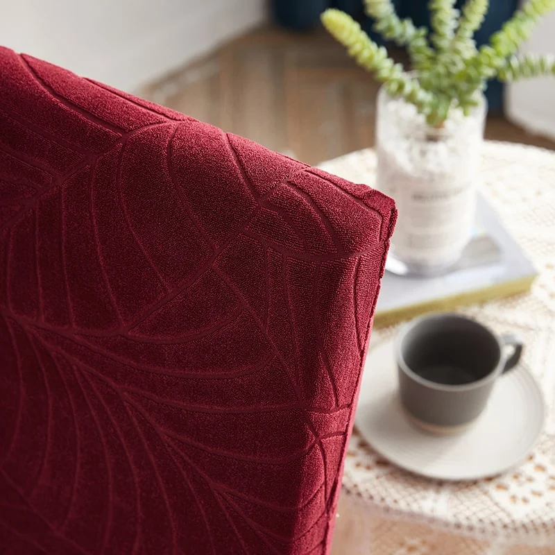 Housse de Chaise Imperméable Feuille Bordeaux