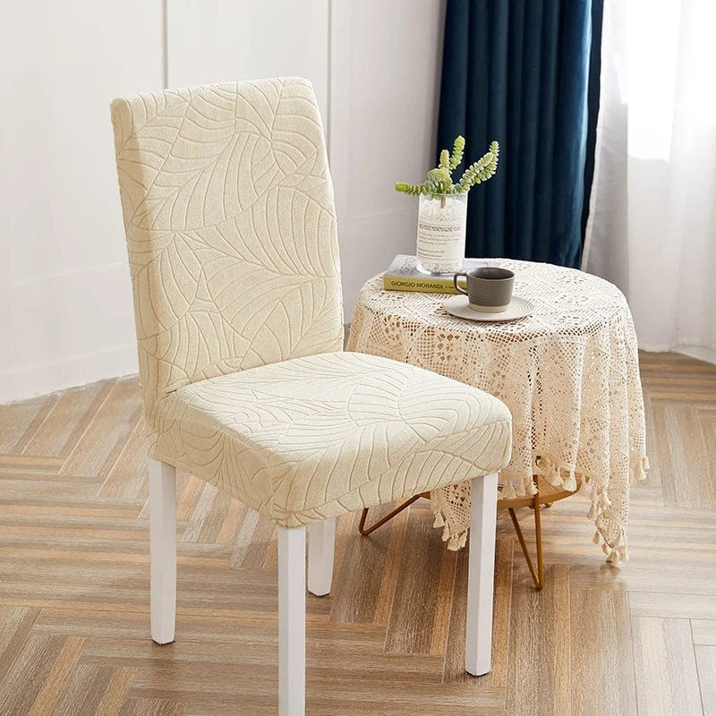 Housse de Chaise Imperméable Feuille Beige