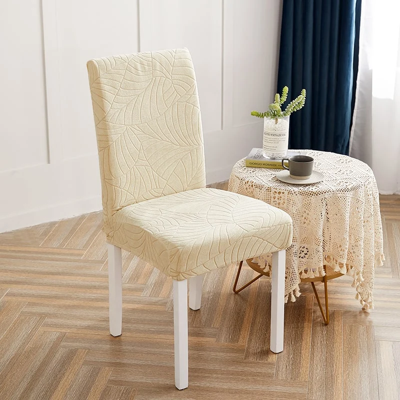 Housse de Chaise Imperméable Feuille Beige