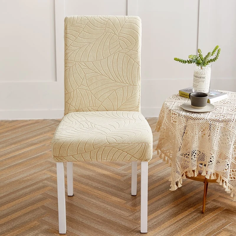 Housse de Chaise Imperméable Feuille Beige