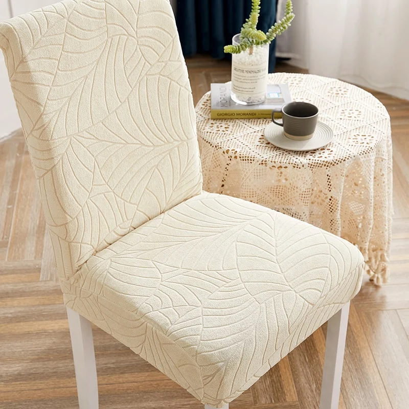 Housse de Chaise Imperméable Feuille Beige
