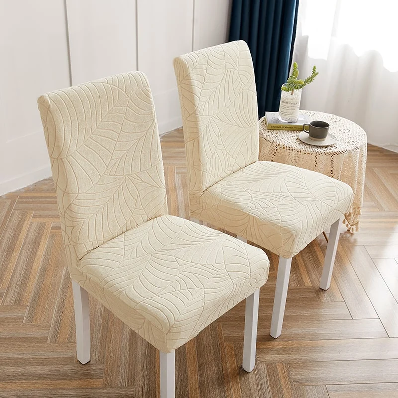 Housse de Chaise Imperméable Feuille Beige