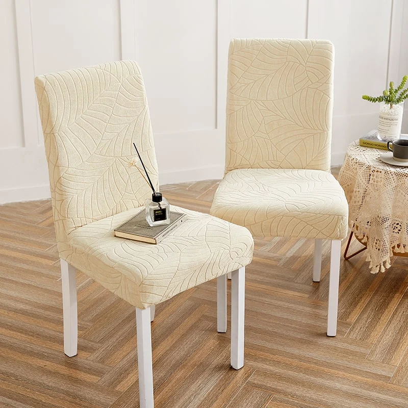 Housse de Chaise Imperméable Feuille Beige