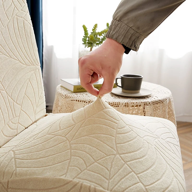 Housse de Chaise Imperméable Feuille Beige